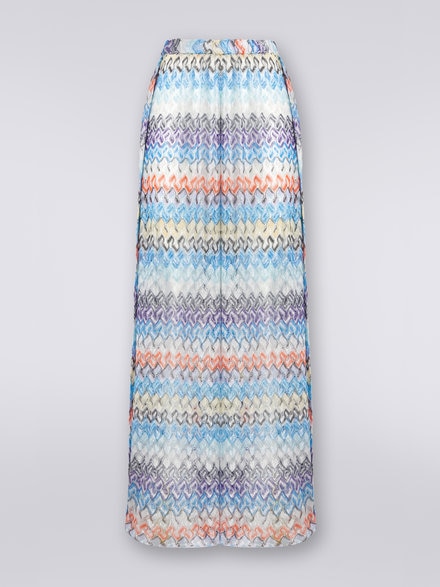 Multicoloured viscose knit lace-effect palazzo trousers, Multicoloured - MC23SI00BR00NBS72AL