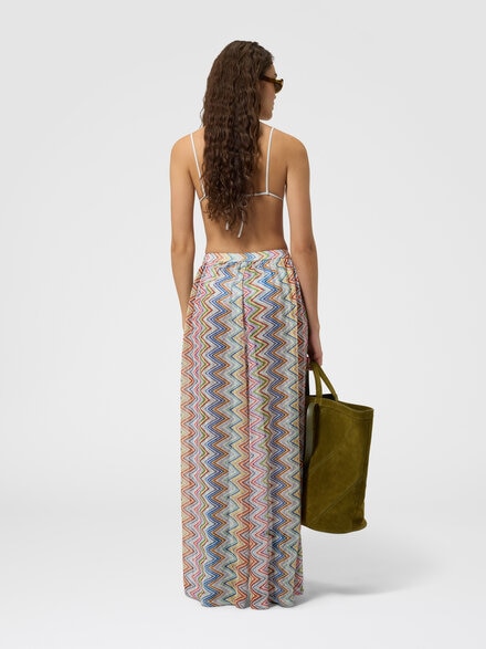 Pantaloni copricostume in tessuto stampa zig zag, Multicolore  - MC23SI00BR0161SMSP2