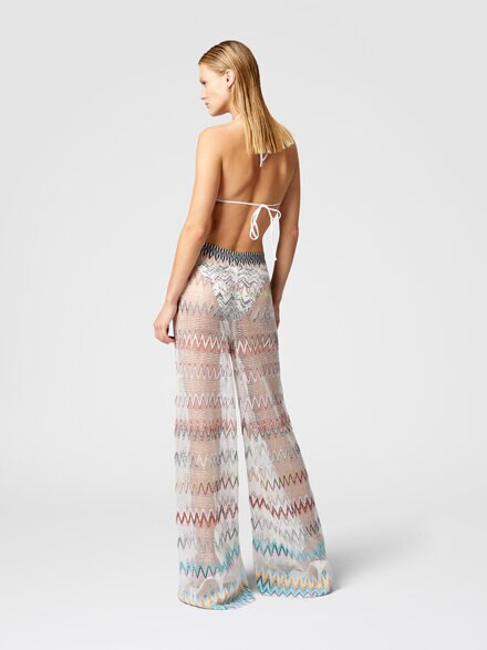 Zig zag mesh cover-up trousers with sequins, Multicoloured  - MC23SI00BV00GQSM9MV