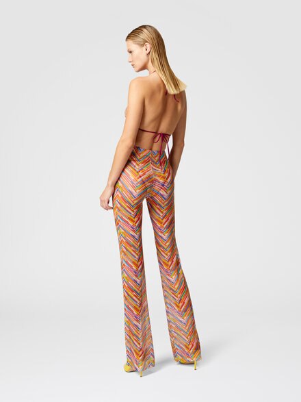Straight trousers in printed tulle, Multicoloured  - MC23SI01BJ00NASM9N1