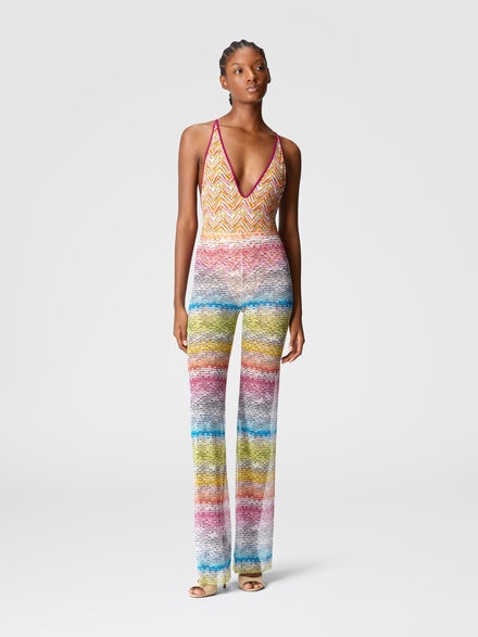 Pantalón recto de tul estampado, Multicolor  - MC23SI01BJ00NASM9N2
