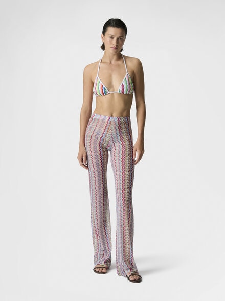 Flared pants in printed zigzag tulle, Multicoloured  - MC23SI01BJ00Q0SM9Z7