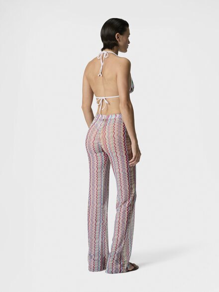 Flared pants in printed zigzag tulle, Multicoloured  - MC23SI01BJ00Q0SM9Z7