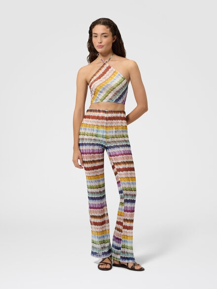 Pantaloni copricostume in tulle zig zag, Multicolore  - MC23SI01BR015ZSMSP1
