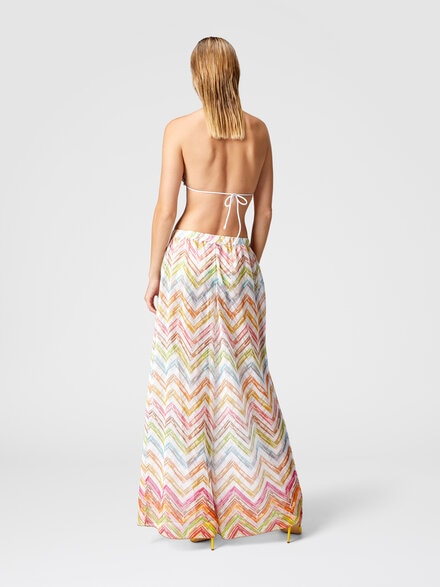 Printed tulle cover-up palazzo trousers, Multicoloured  - MC23SI02BR010XSM9N4