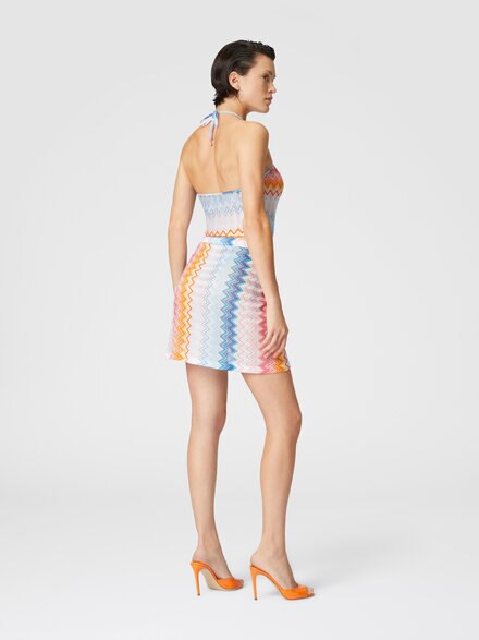 Lamé zigzag viscose blend top with halter neckline, Multicoloured  - MC23SK01BR00ZYSM9MW