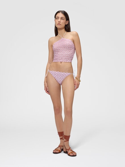 Top de encaje con escote halter, Rosa  - MC23SK01BR012TS30GH