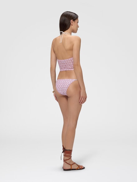 Top de encaje con escote halter, Rosa  - MC23SK01BR012TS30GH
