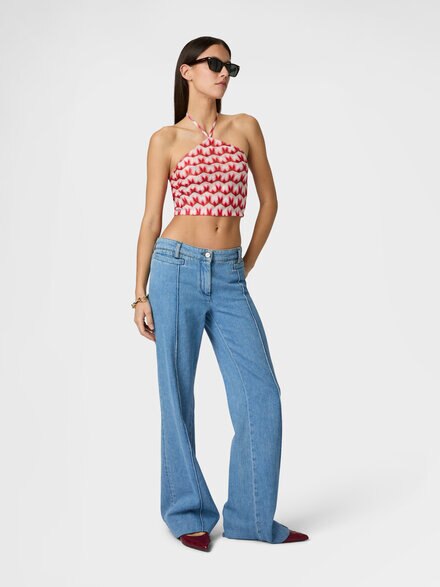 フローラル柄ビスコースのホルターネックトップ, マルチカラー  - MC23SK01BR014IS4182