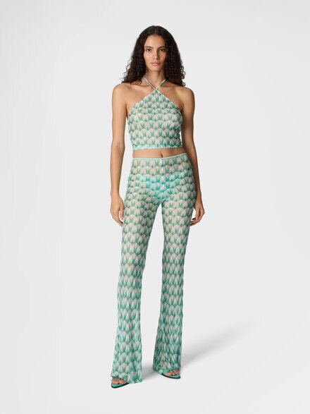 フローラル柄ビスコースのホルターネックトップ, マルチカラー  - MC23SK01BR014IS72OR