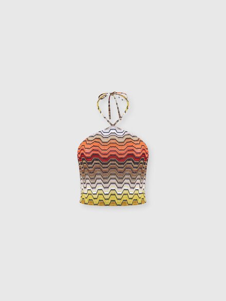 Top en viscosa lam&eacute; con escote halter, Multicolor  - MC23SK01BR015DS91SC
