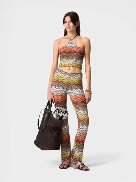 Top en viscosa lam&eacute; con escote halter, Multicolor  - MC23SK01BR015DS91SC