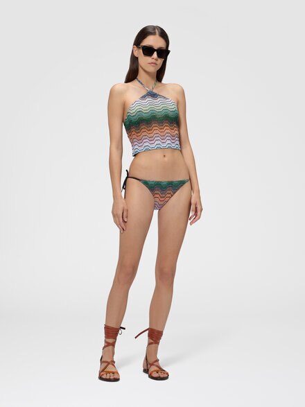 Top en viscosa lam&eacute; con escote halter, Multicolor  - MC23SK01BR015DSMSNQ