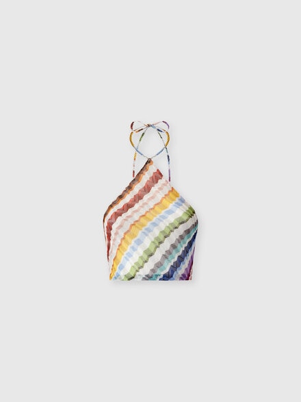 Top in tulle zig zag con scollatura all'americana, Multicolore  - MC23SK01BR015ZSMSP1