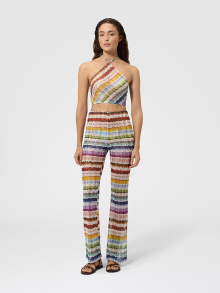 Top in tulle zig zag con scollatura all'americana, Multicolore  - MC23SK01BR015ZSMSP1