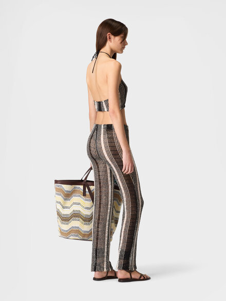 Top in cotton blend with halterneck, Black & White - MC23SK01BV00J7S91SR