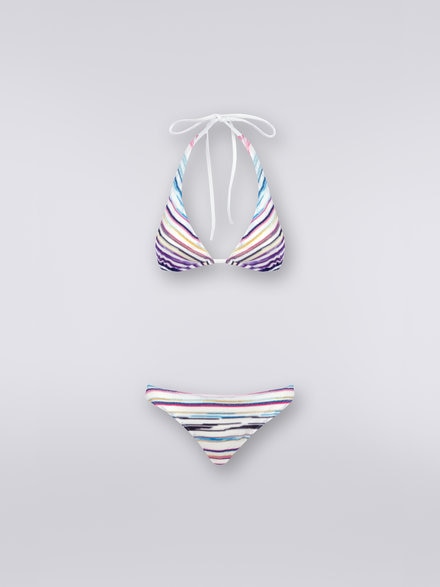 Multicoloured striped bikini with lamé, Multicoloured  - MC23SP00BR00JHSM8LG