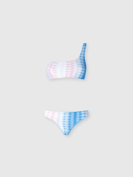 Bikini monospalla in pizzo dégradé, Blu & Rosa   - MC23SP02BR0131S72L3
