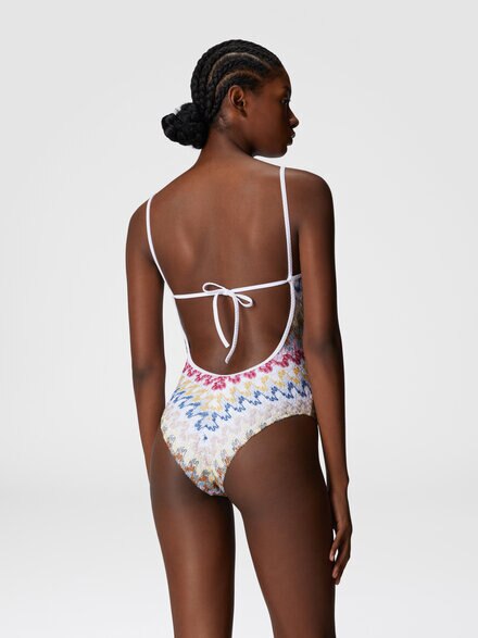 Bañador de una pieza de encaje viscosa lamé, Multicolor  - MC23SP03BR0000S01FQ