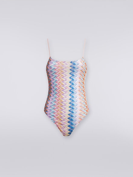 One-piece lamé swimming costume with thin adjustable straps, Multicoloured  - MC23SP03BR00XHSM9D8