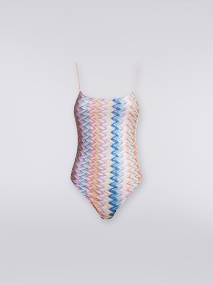 Maillot de bain une pièce en lamé avec fines bretelles réglables, Multicolore  - MC23SP03BR00XHSM9D8