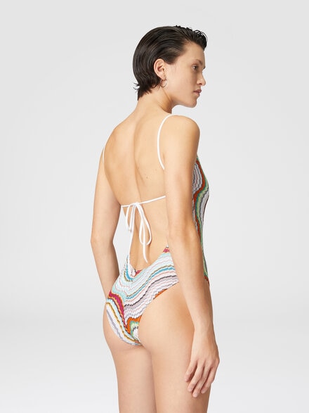 One-piece swimsuit with lamé wave pattern, Multicoloured  - MC23SP03BR0100SM9L0