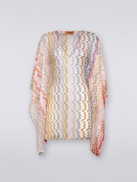 Short kaftan cover up with mountain pattern and lamé, Multicoloured  - MC23SQ03BR00JHSM8LH