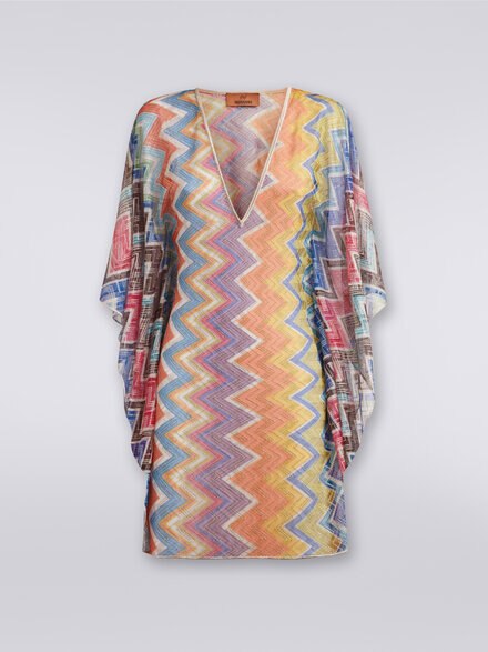 Caftan court à zig-zag avec lurex, Multicolore  - MC23SQ03BR00XGSM9D7