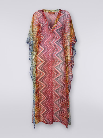 Long cover up kaftan in zigzag print fabric, Multicoloured  - MC23SQ05BR00THS4157
