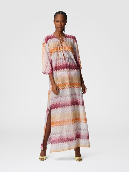 Long cover-up in zigzag lamé viscose blend, Multicoloured  - MC23SQ06BR00ZYMM00H