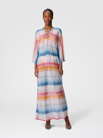 Long cover-up in zigzag lamé viscose blend, Multicoloured  - MC23SQ06BR00ZYSM9MW