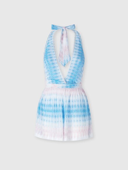 Tuta corta in pizzo dégradé, Blu & Rosa   - MC24SG00BR0131S72L3