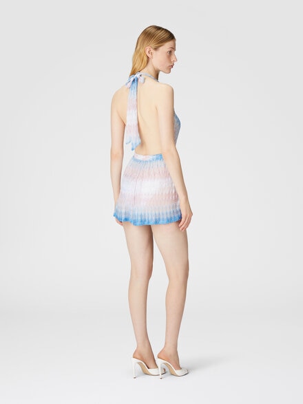 Short jumpsuit in dégradé lace, Blue & Pink   - MC24SG00BR0131S72L3