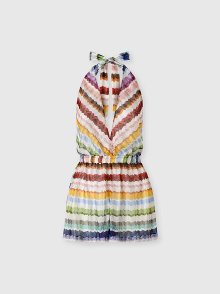 Kurzer Jumpsuit aus T&uuml;ll mit Zig Zag-Muster, Mehrfarbig  - MC24SG00BR015ZSMSP1