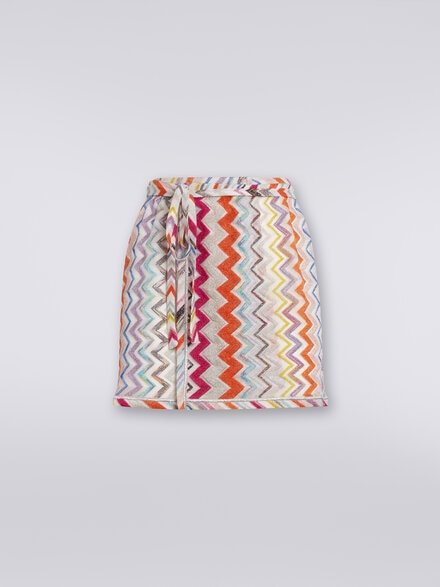 Zigzag wrap-around miniskirt with lurex, Multicoloured  - MC24SH01BR00XLSM9DA
