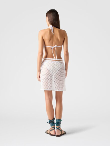 Mini pareo skirt in lamé viscose with raschel workmanship, White  - MC24SH01BR014RS01JW