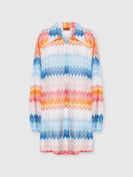 Oversized shirt in zig zag lamé viscose blend, Multicoloured  - MC24SK00BR00ZYSM9MW