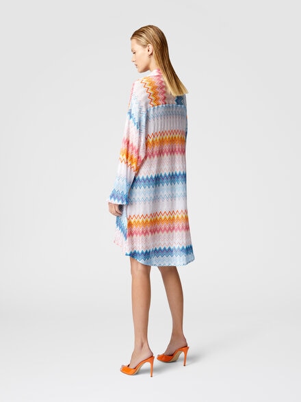 Oversized shirt in zig zag lamé viscose blend, Multicoloured  - MC24SK00BR00ZYSM9MW