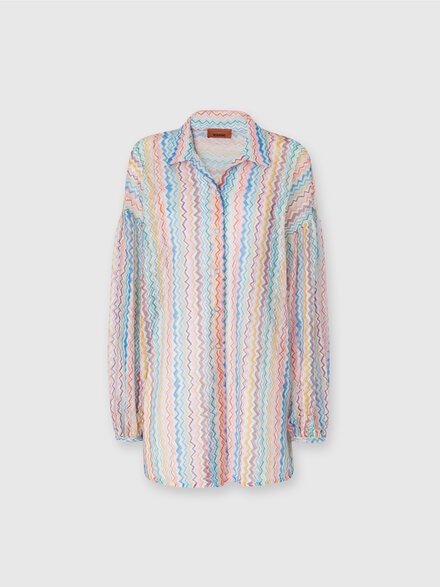 Camicia oversize con maniche a sbuffo, Multicolore  - MC24SK00BR0130SM9QJ