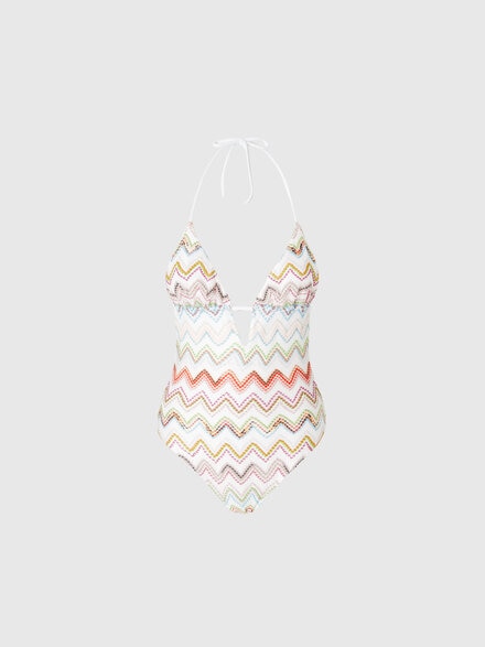 One-piece swimsuit with zig zag lamé 3D, Multicoloured  - MC24SP00BR0101SM9KZ