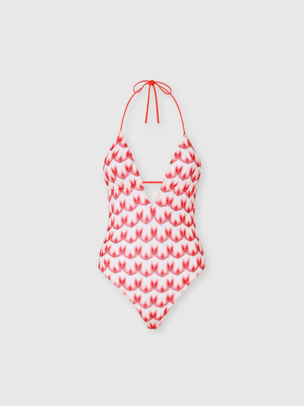 One-piece swimsuit in floral-pattern viscose, Multicoloured  - MC24SP00BR014IS4182