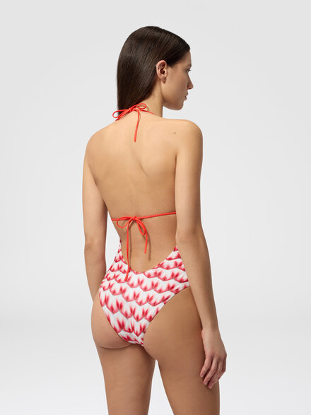 One-piece swimsuit in floral-pattern viscose, Multicoloured  - MC24SP00BR014IS4182