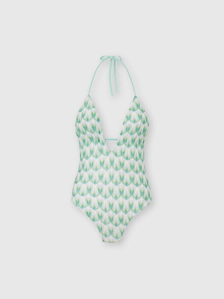 One-piece swimsuit in floral-pattern viscose, Multicoloured  - MC24SP00BR014IS72OR