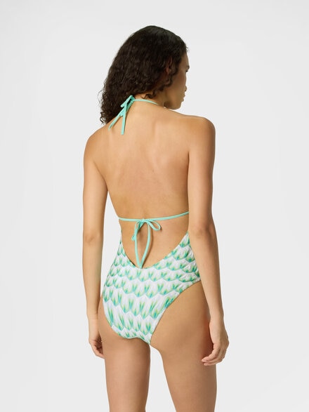 One-piece swimsuit in floral-pattern viscose, Multicoloured  - MC24SP00BR014IS72OR