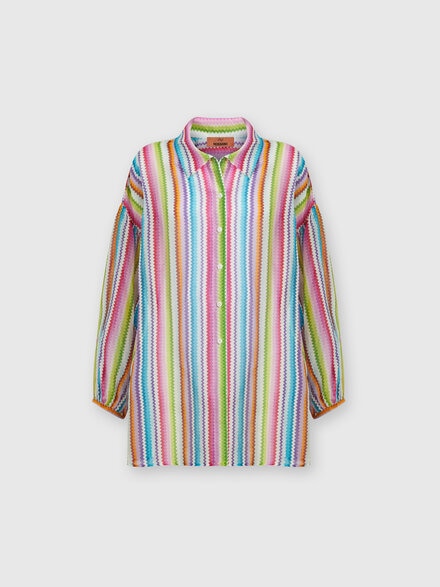 Oversized printed silk and cotton shirt, Multicoloured  - MC24WK00BW00U3SM9HA