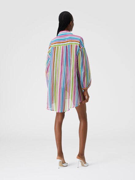Oversized printed silk and cotton shirt, Multicoloured  - MC24WK00BW00U3SM9HA
