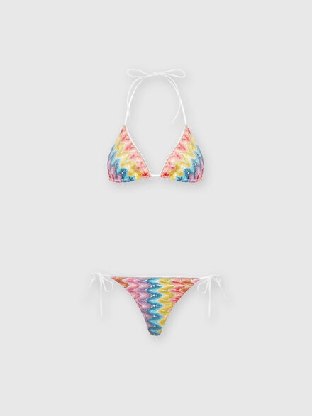 Bikini en dentelle de coton mélangé enduit, Multicolore  - MC24WP00BR00Z2SM9HB