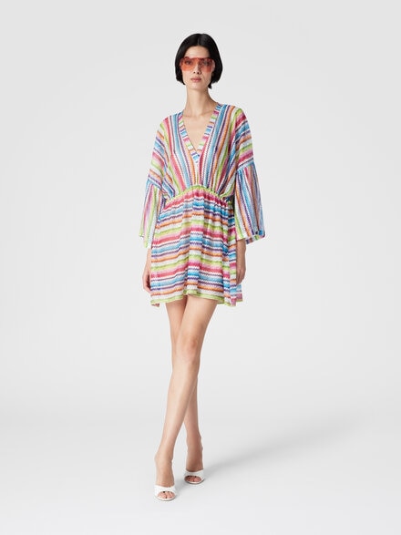 Kaftan short cover-up with zig zag print, Multicoloured  - MC24WQ00BR00Z4SM9HA