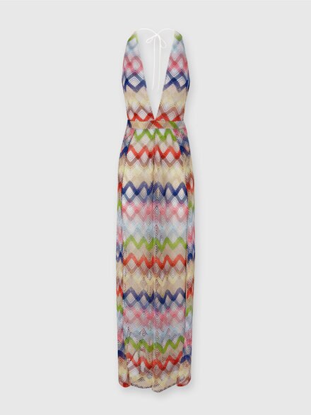 Tuta lunga in misto viscosa e rete, Multicolore  - MC25SG04BR012SSM9QN