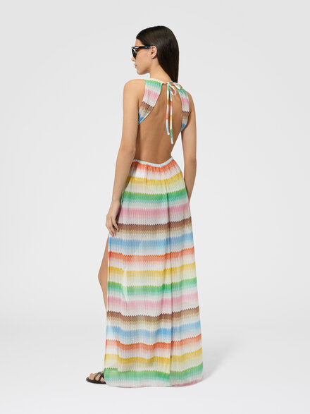 Long jumpsuit with d&eacute;grad&eacute; zigzag pattern and slits, Multicoloured  - MC25SG04BR014GSM9X2